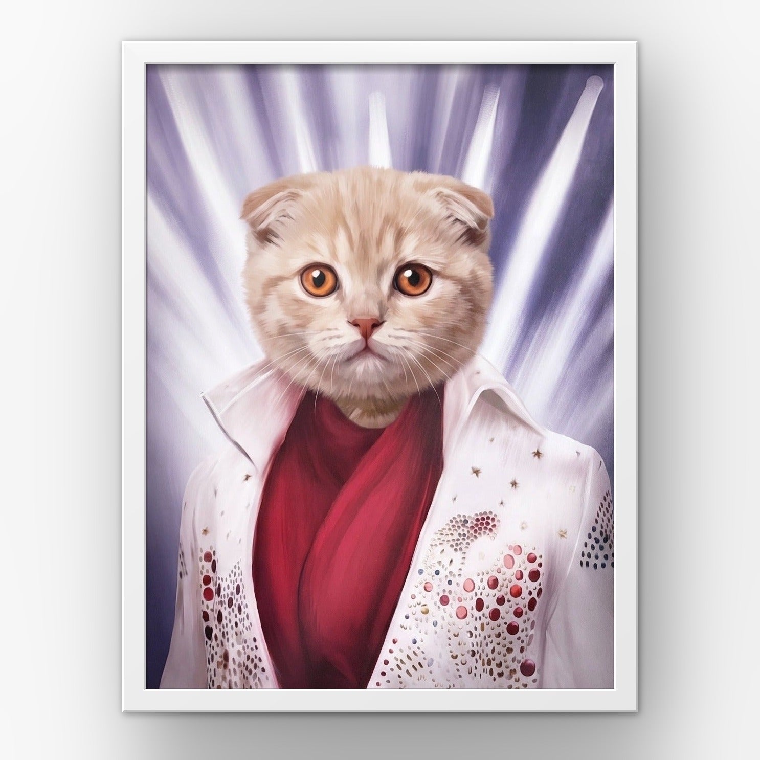 The Rock God custom pet poster in a white frame