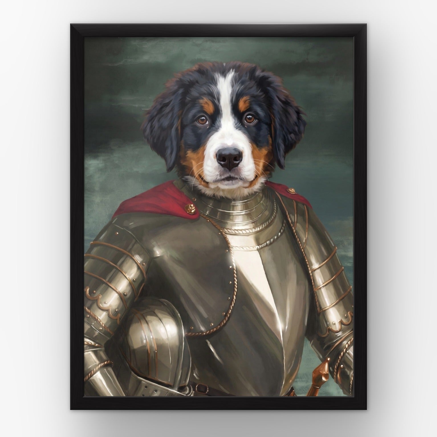 The Royal Knight custom pet poster in a black frame