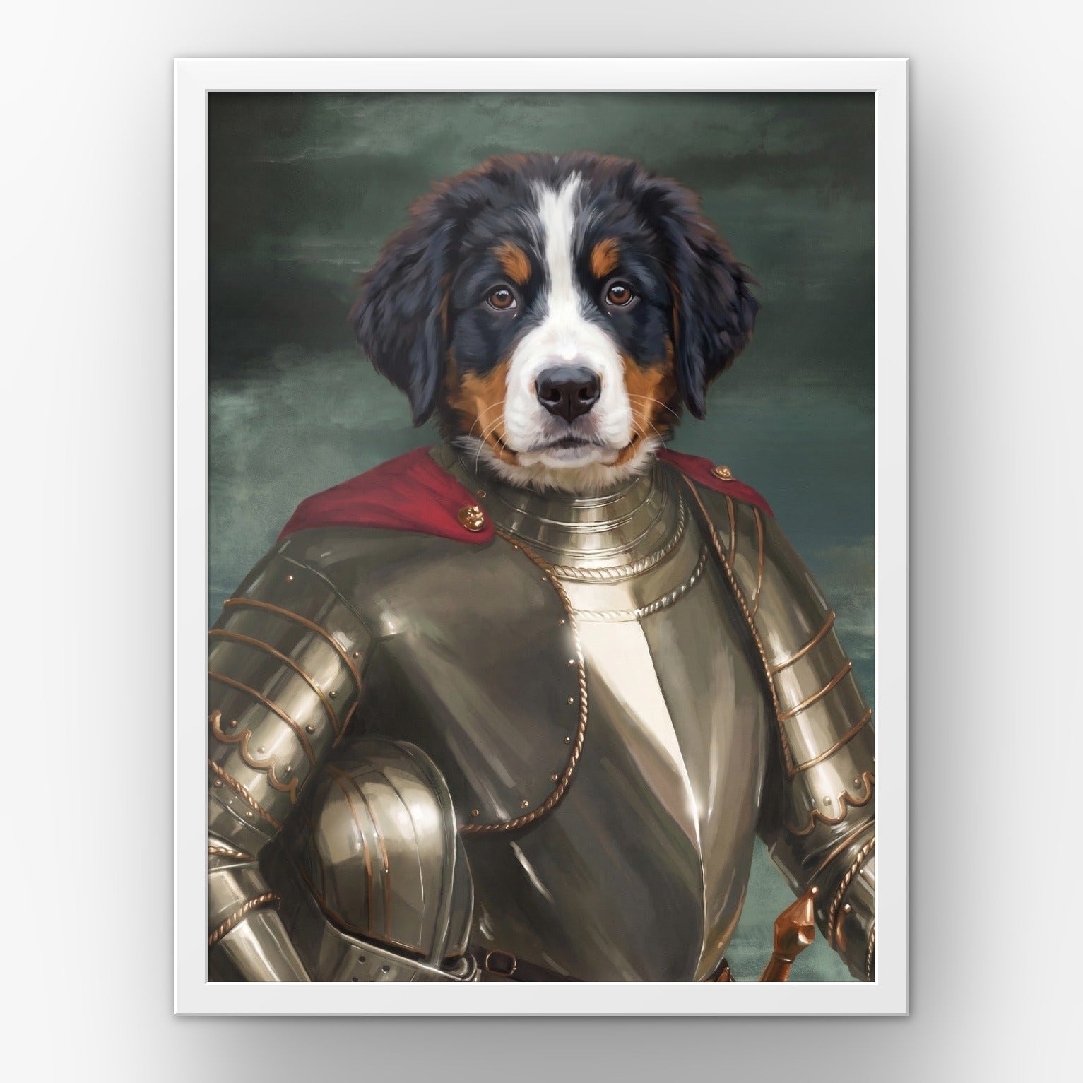 The Royal Knight custom pet poster in a white frame