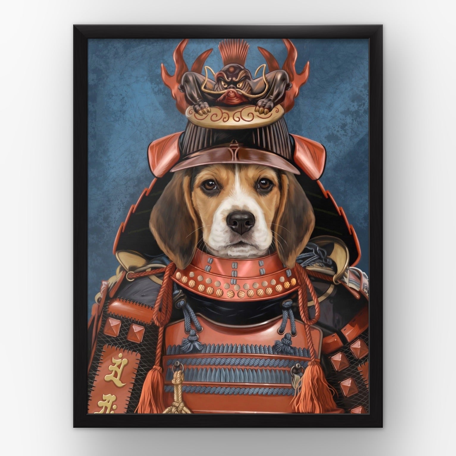 The Samurai custom pet poster in a black frame