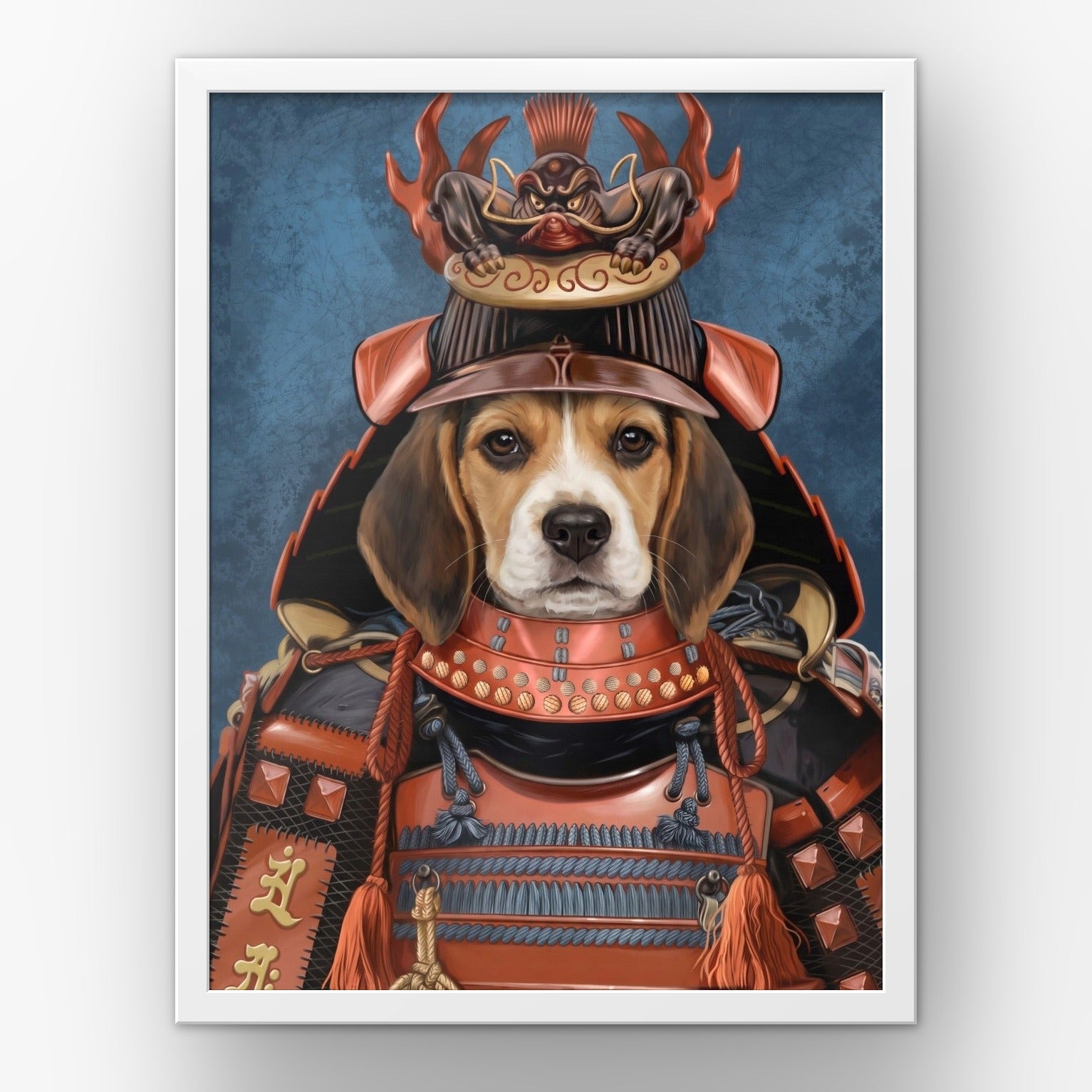 The Samurai custom pet poster in a white frame