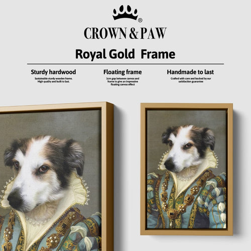 Crown and Paw - Canvas The Sapphire Queen - Custom Pet Canvas 8" x 10" / Gold