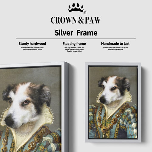 Crown and Paw - Canvas The Sapphire Queen - Custom Pet Canvas 8" x 10" / Silver