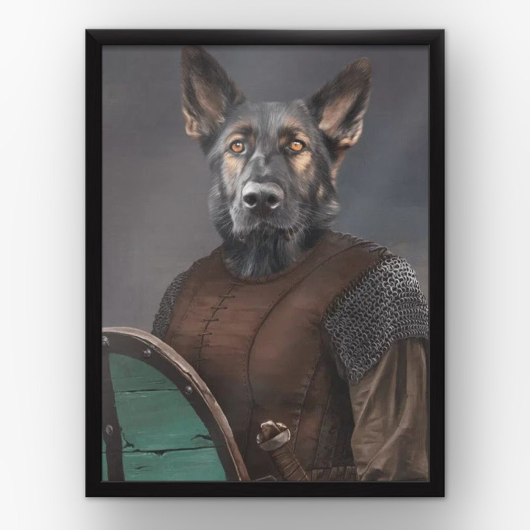 The Shieldmaiden custom pet poster in a black frame