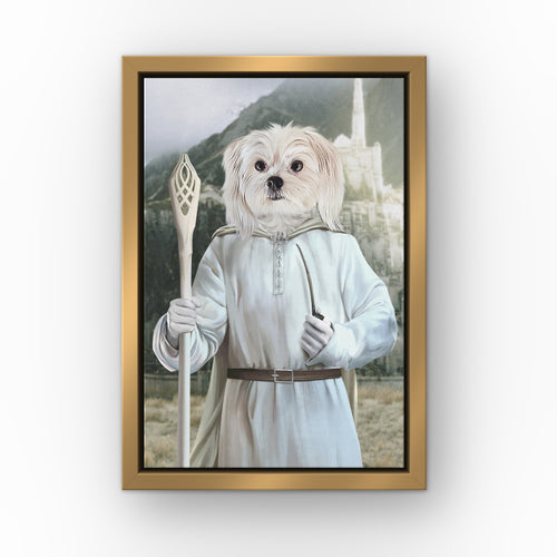 The Sorcerer (Background 1) custom pet canvas in a gold floating frame