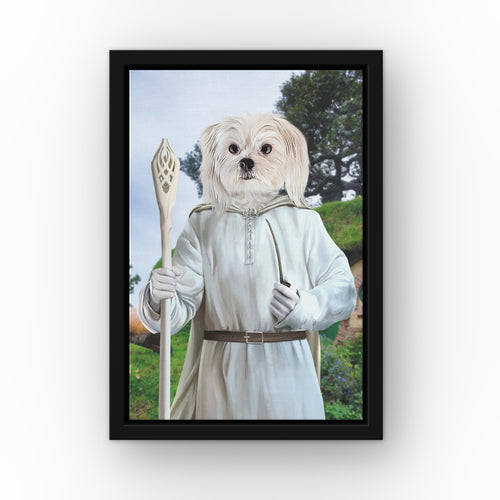 The Sorcerer (Background 2) custom pet canvas in a black floating frame