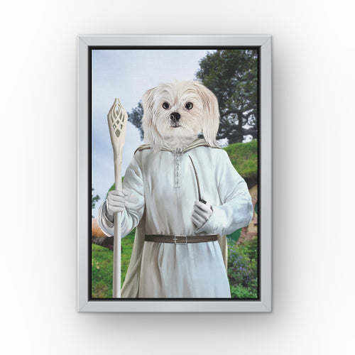 The Sorcerer (Background 2) custom pet canvas in a silver floating frame