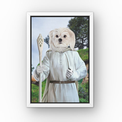 The Sorcerer (Background 2) custom pet canvas in a white floating frame