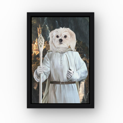 The Sorcerer (Background 3) custom pet canvas in a black floating frame