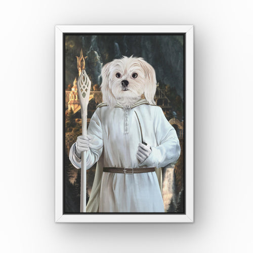 The Sorcerer (Background 3) custom pet canvas in a white floating frame