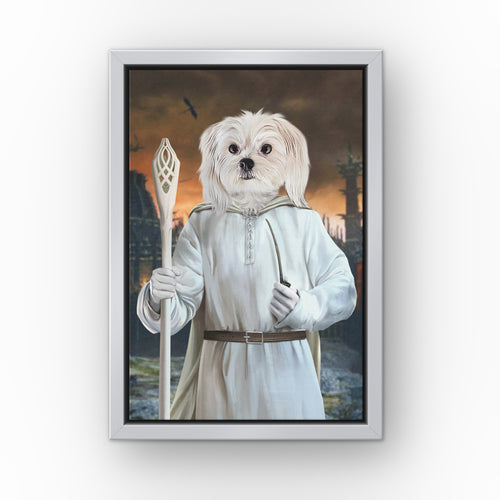 The Sorcerer (Background 4) custom pet canvas in a silver floating frame