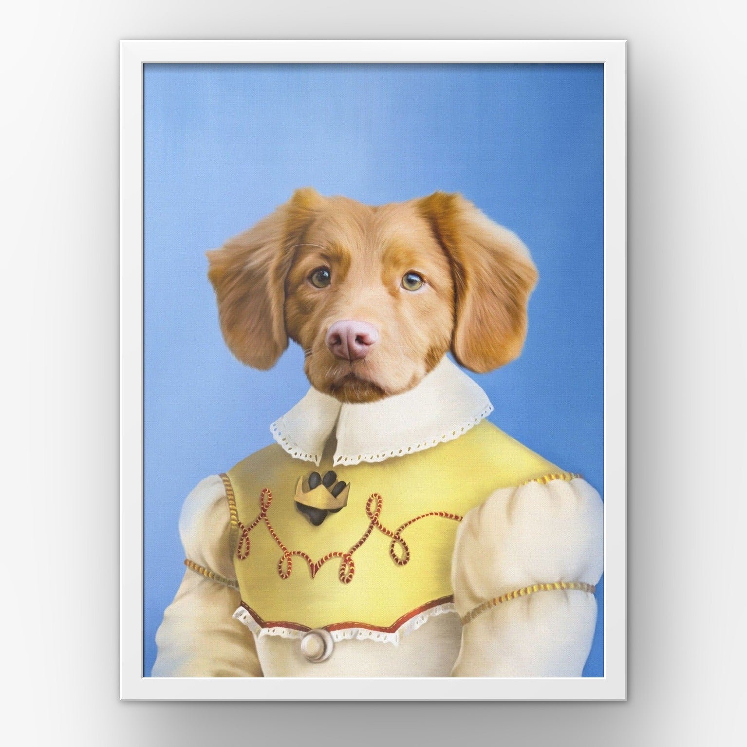 The Southern Belle custom pet poster in a white frame
