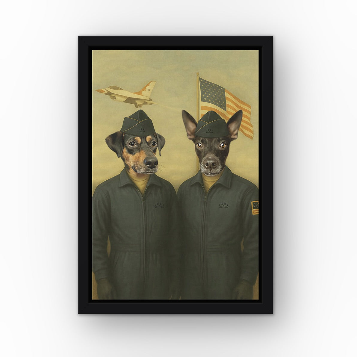 The US Air Men custom pet canvas in a black floating frame