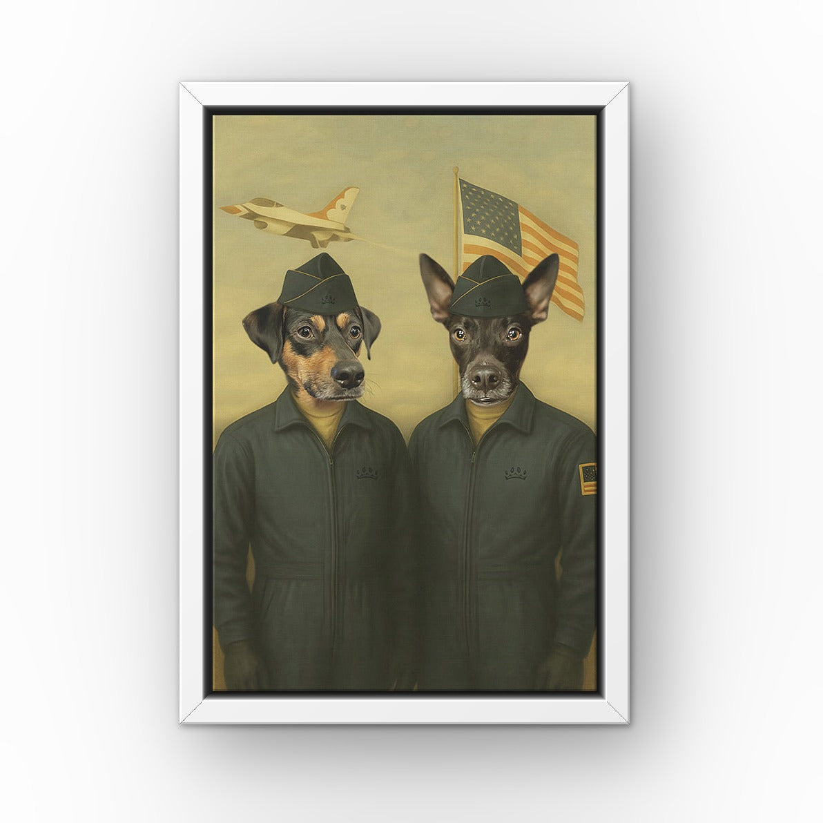The US Air Men custom pet canvas in a white floating frame