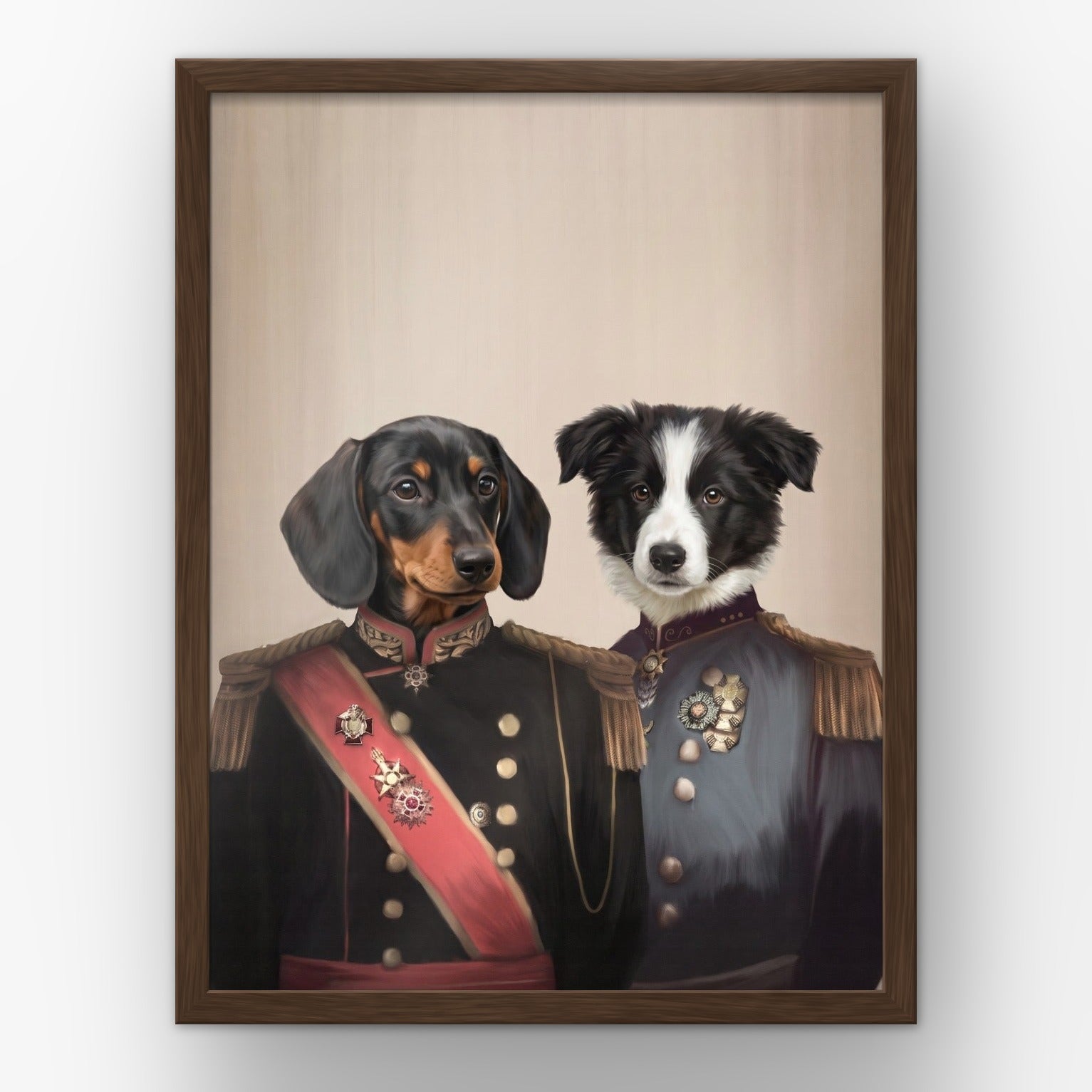 The War Heroes custom pet poster in a walnut frame