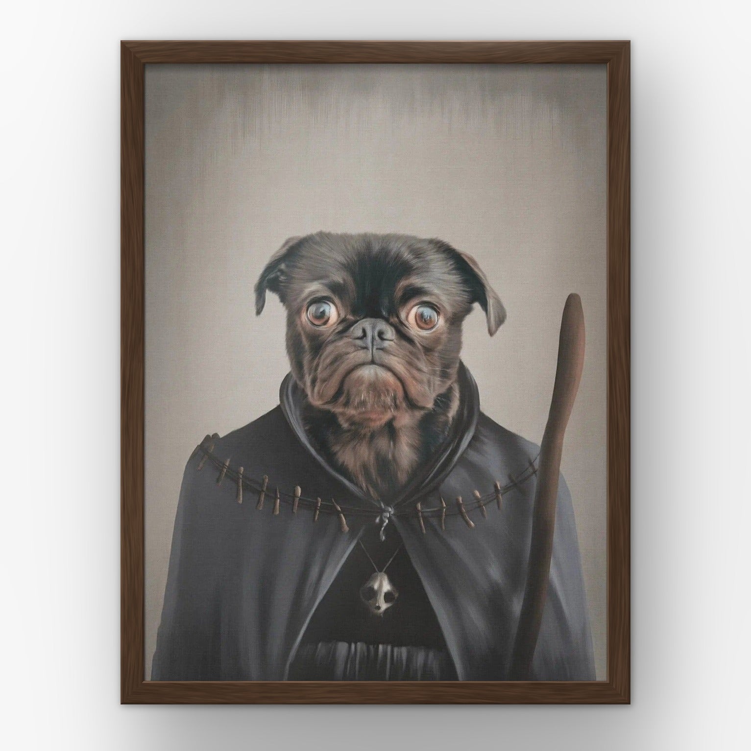 The Witch custom pet poster in a walnut frame