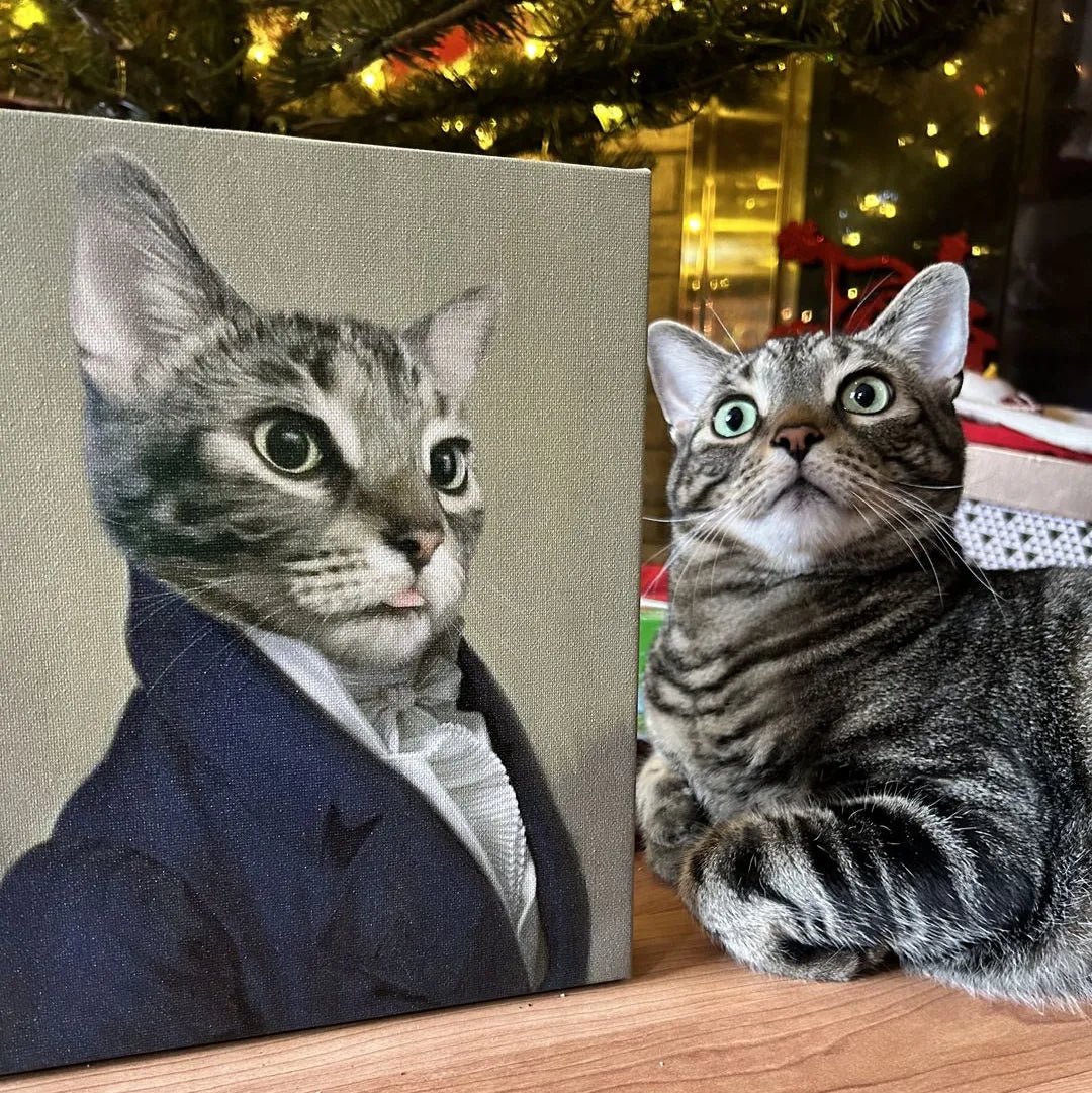 Shell Cat Ambassador Ambassador Pet Canvas | Fancy Cat Portrait | Crown & Paw