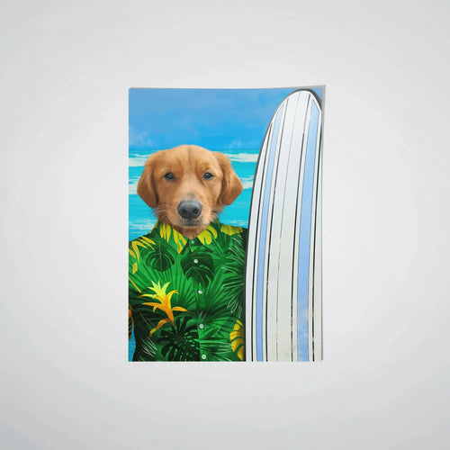 Crown and Paw - Poster The Surfer - Custom Pet Poster 16.5" x 23.4" / Green