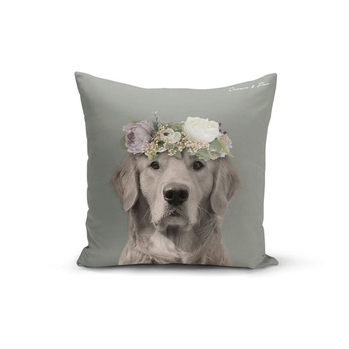 Crown and Paw - Throw Pillow Full Bloom - Custom Throw Pillow 14" x 14" / Green