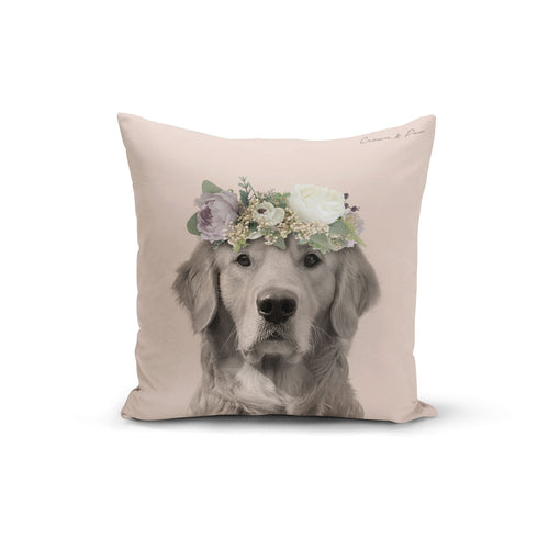 Crown and Paw - Throw Pillow Full Bloom - Custom Throw Pillow 14" x 14" / Soft Pink