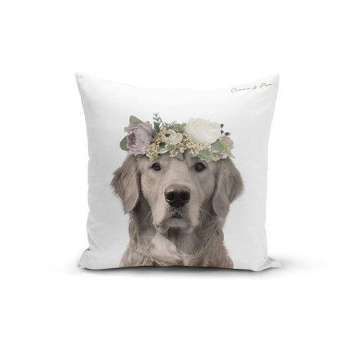 Crown and Paw - Throw Pillow Full Bloom - Custom Throw Pillow 14" x 14" / White