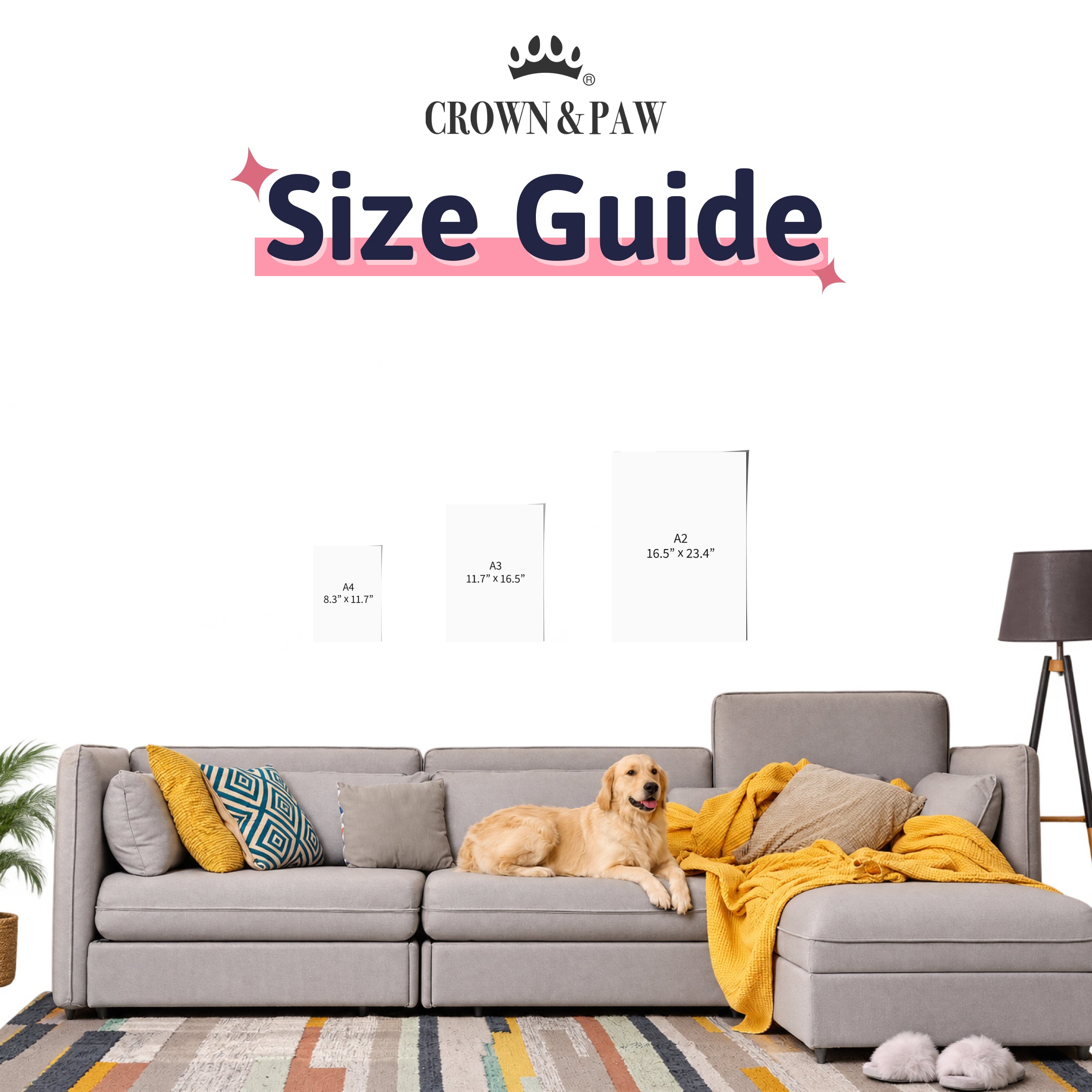Unframed poster size guide: poster sizes shown to scale