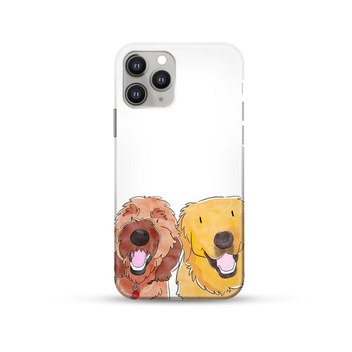 Crown and Paw - Phone Case Watercolor Pet Portrait Phone Case - Two Pets iPhone 14 / Without Name