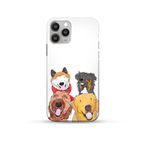 Crown and Paw - Phone Case Watercolor Pet Portrait Phone Case - Four Pets iPhone 14 / Without Name