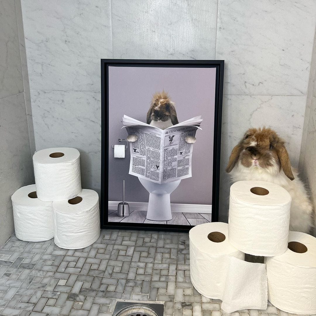 Crown and Paw - Canvas Restroom Pet Portrait - Custom Pet Art
