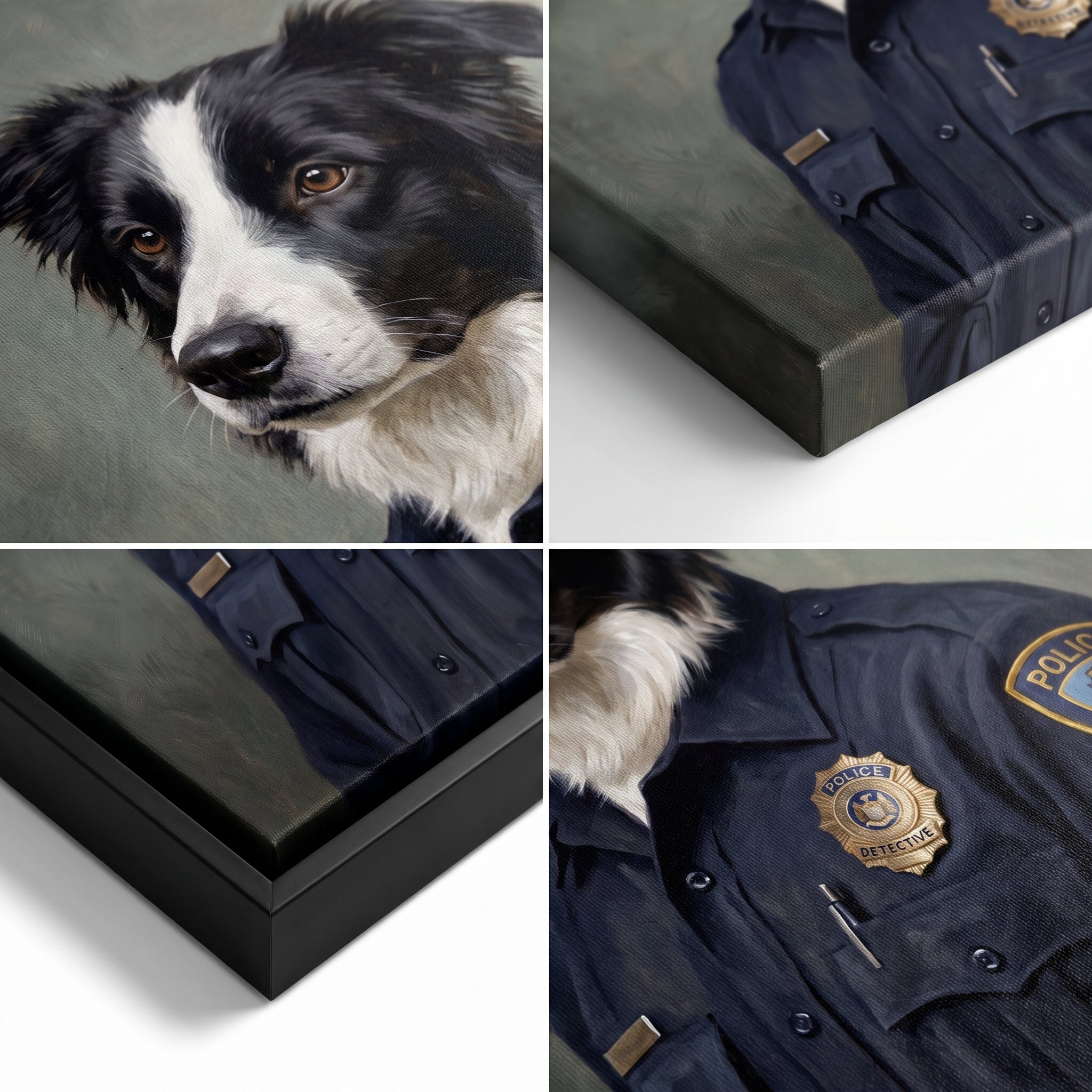 Close-up details of the Police Officer (Male) custom pet canvas