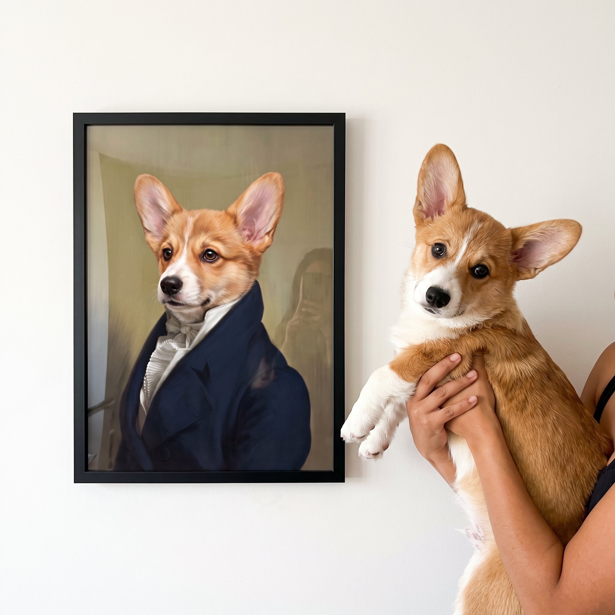 Pembroke welsh corgi next to its The Ambassador custom pet poster