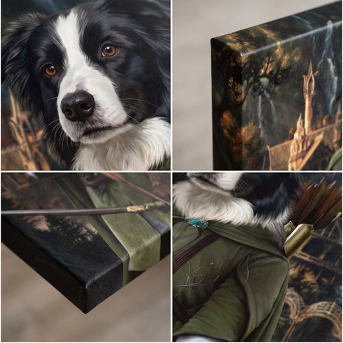 Close-up details of The Archer custom pet canvas