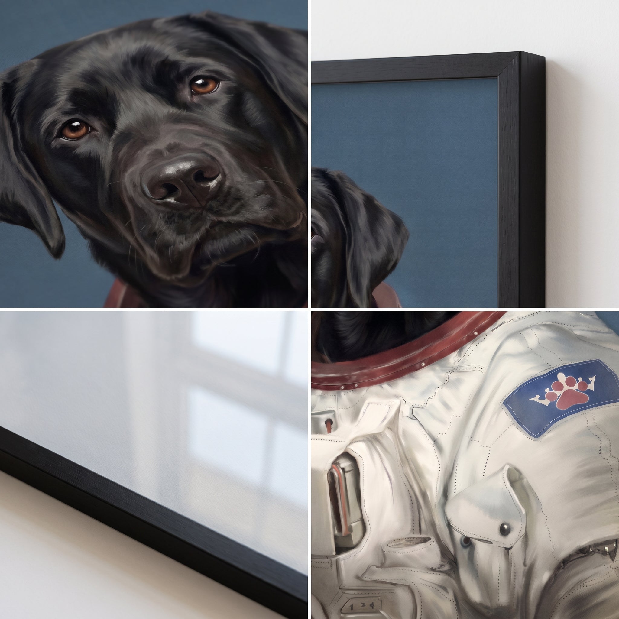 Close-up details of The Astronaut custom pet poster
