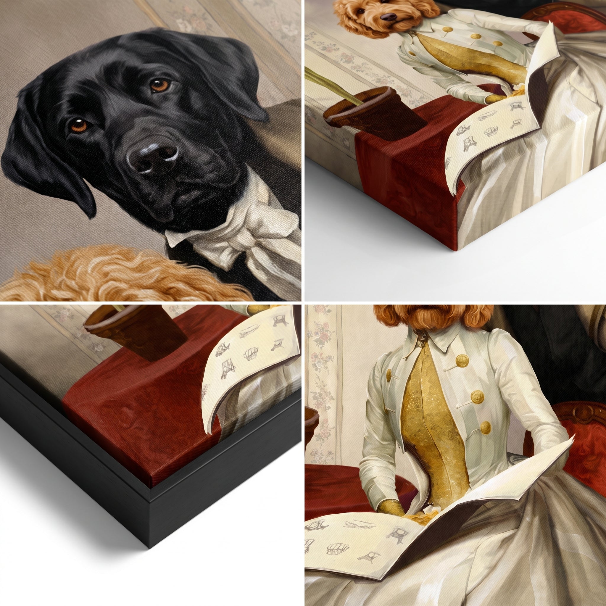 Close-up details of The Betrothed custom pet canvas