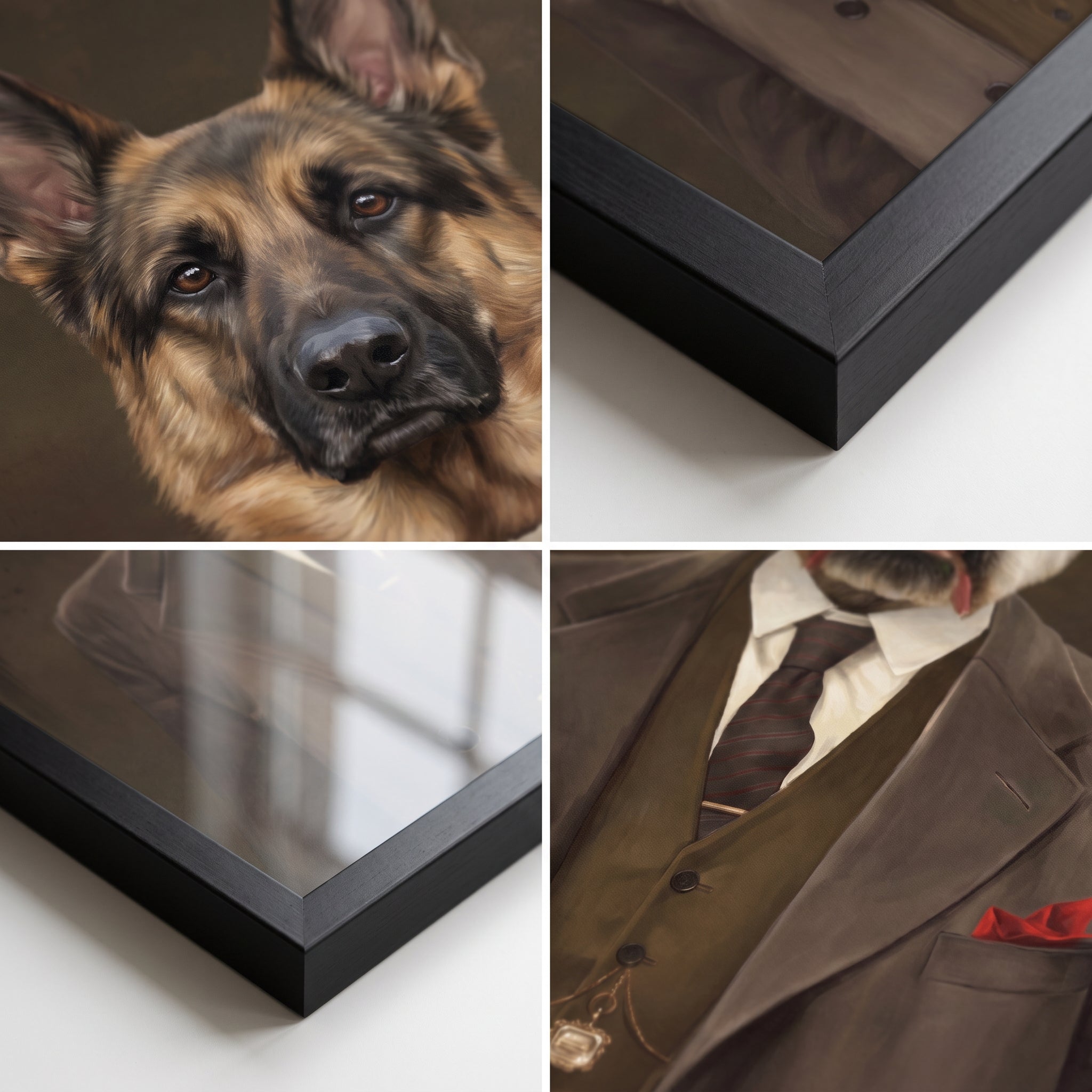Close-up details of The British Gangster custom pet poster