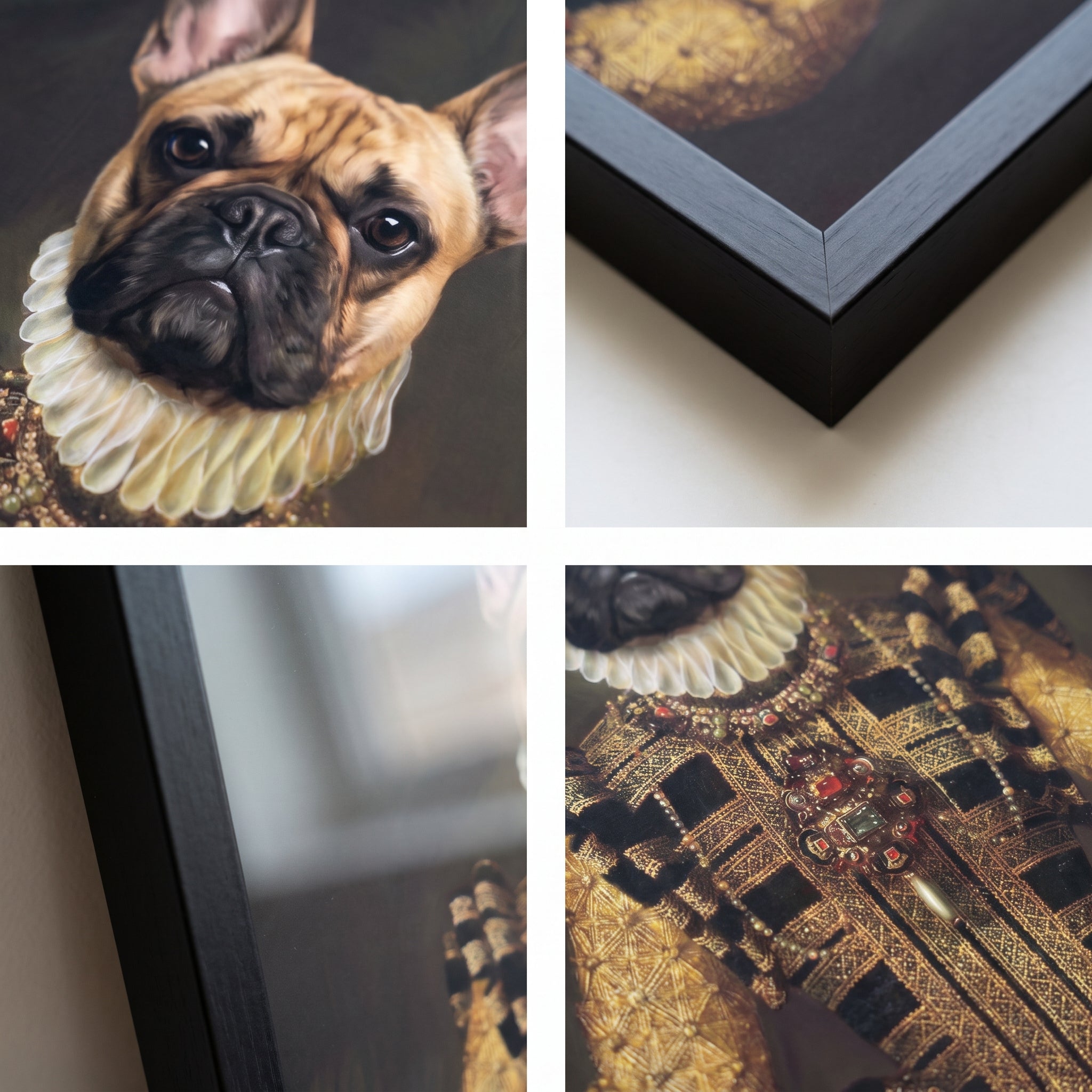 Close-up details of The Dame custom pet poster