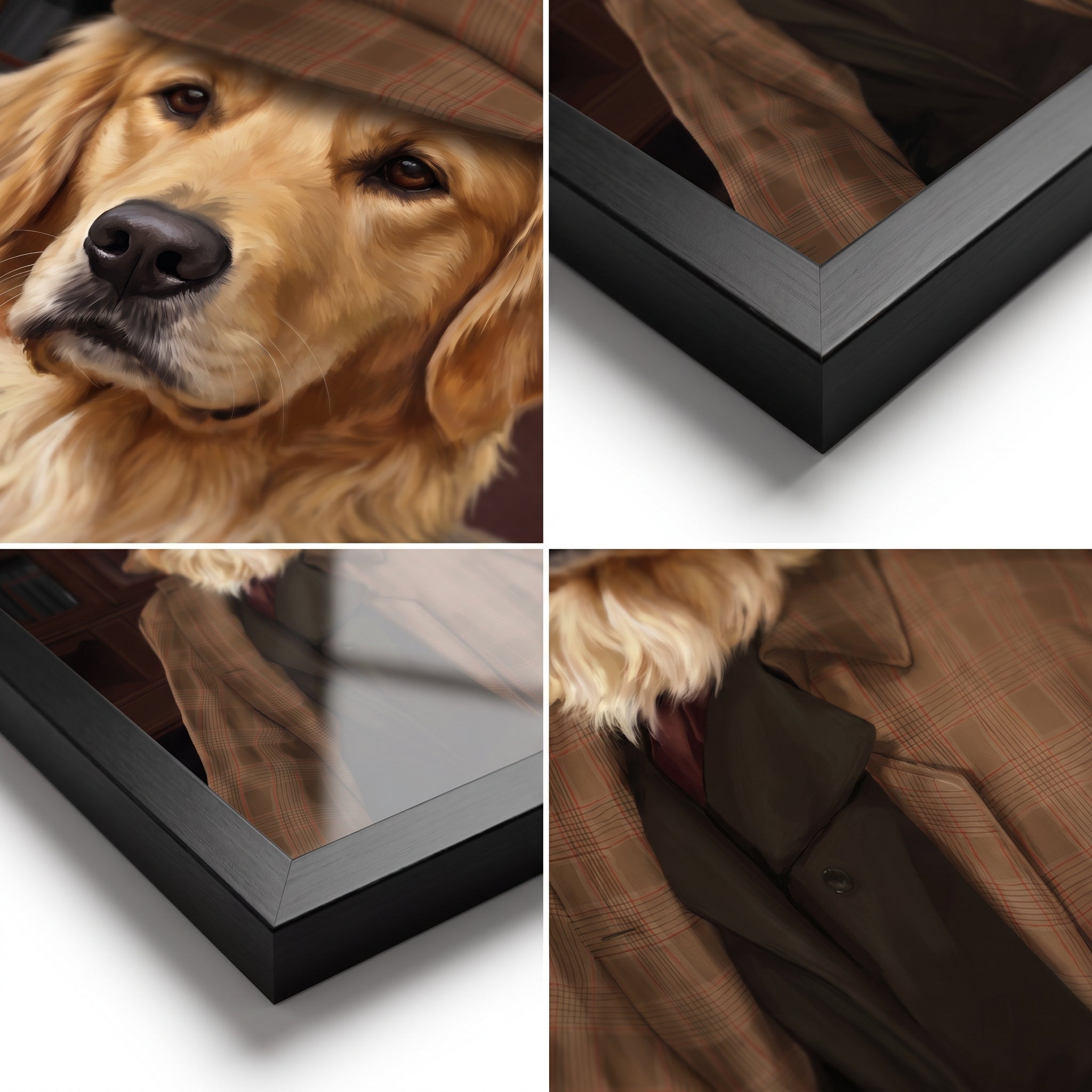 Close-up details of The Detective custom pet poster
