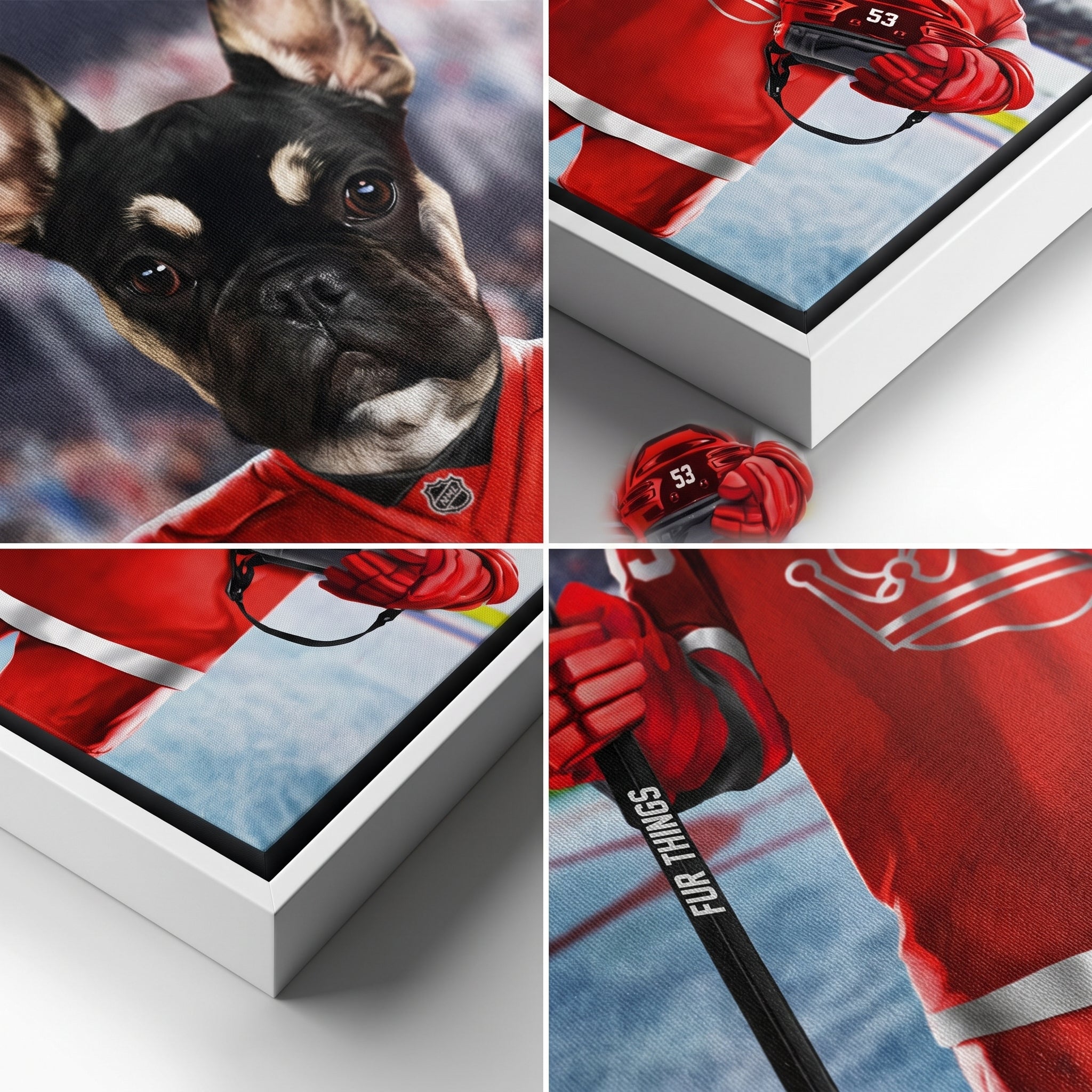 Close-up details of The Fur Things custom pet canvas