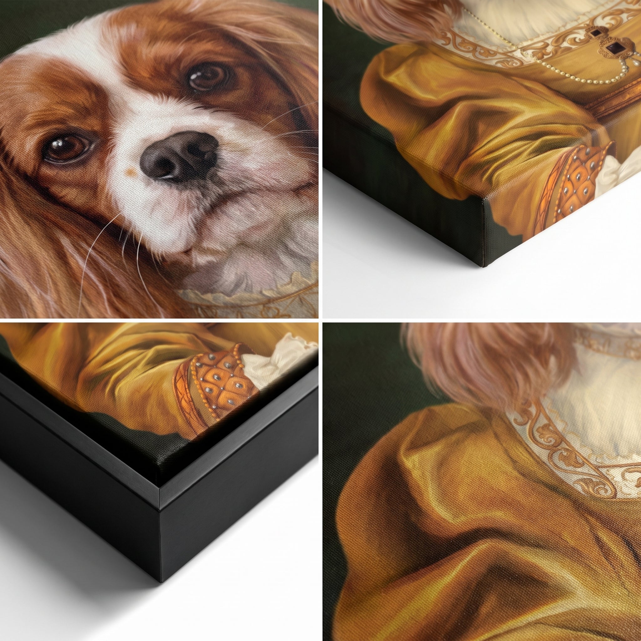 Close-up details of The Golden Girl custom pet canvas