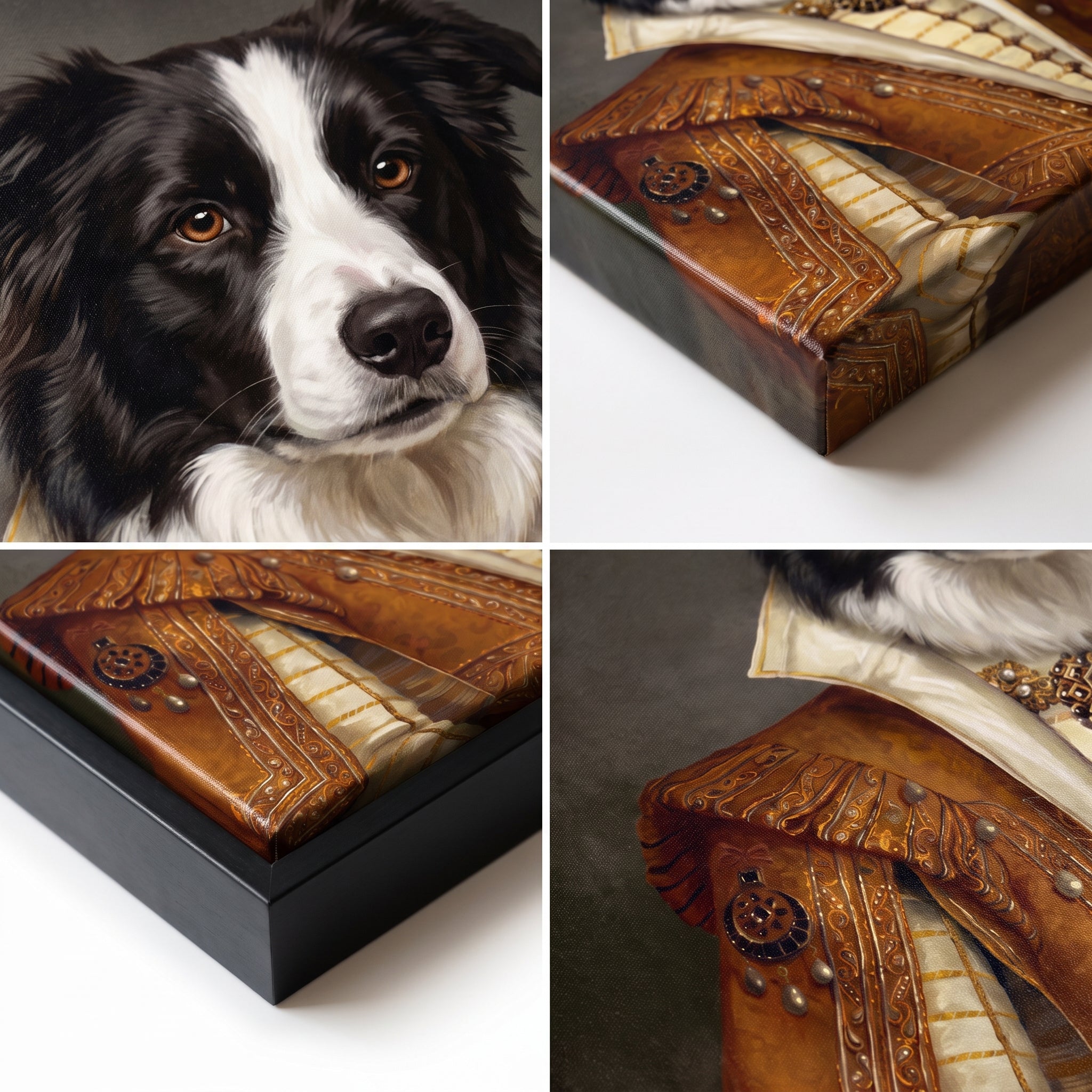Close-up details of The Golden Princess custom pet canvas