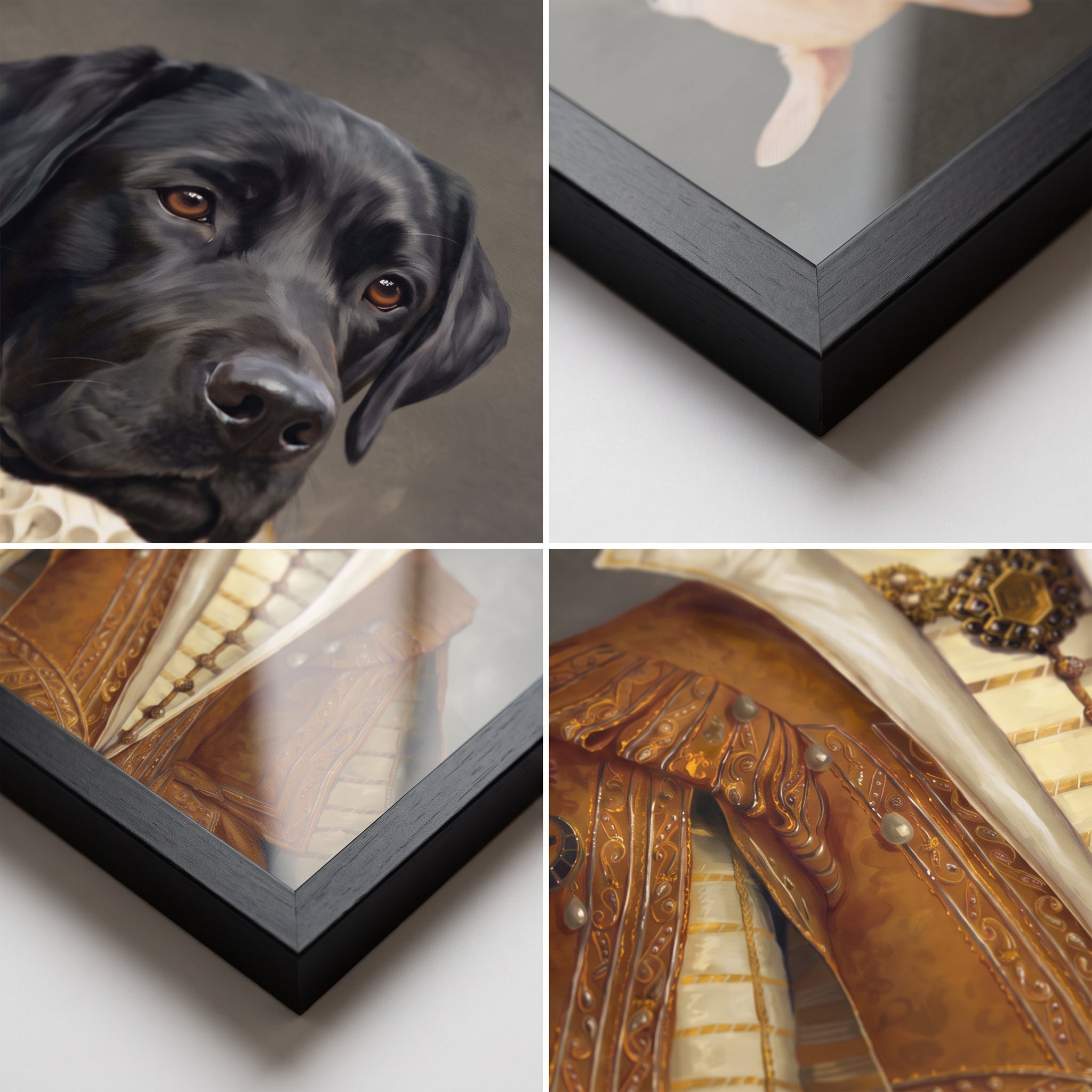 Close-up details of The Golden Princess custom pet poster