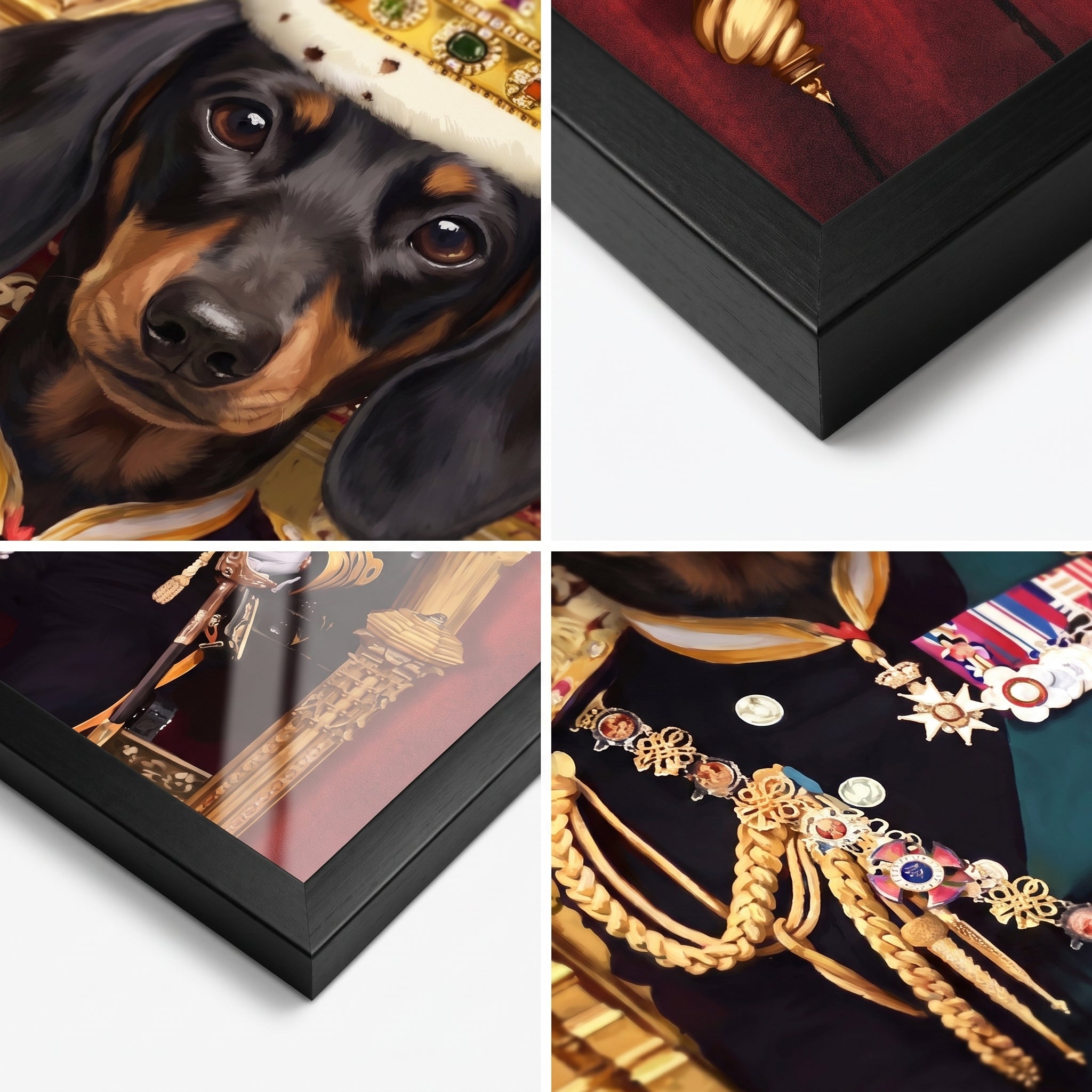 Close-up details of The King custom pet poster