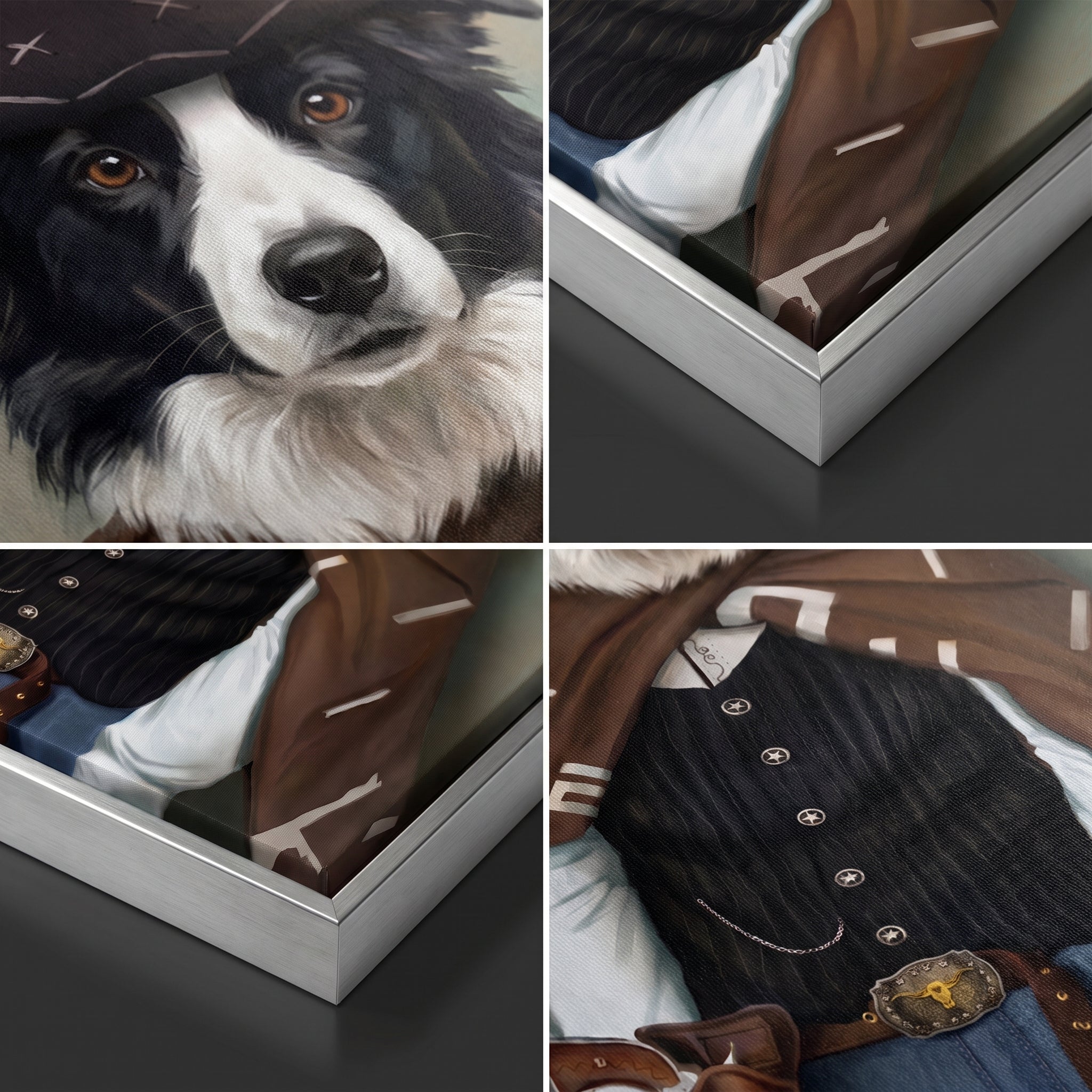 Close-up details of The Lone Ranger custom pet canvas