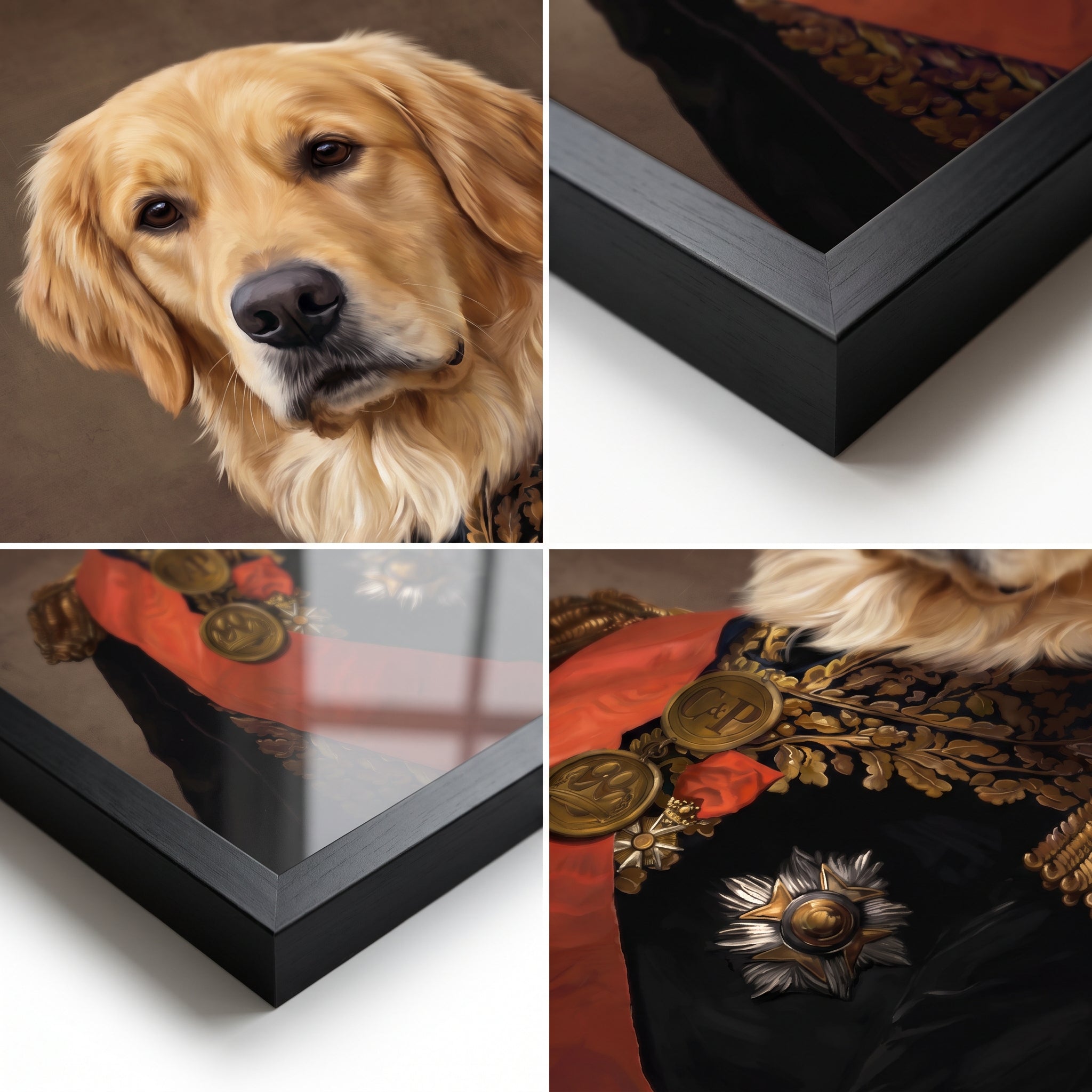 Close-up details of The Major custom pet poster