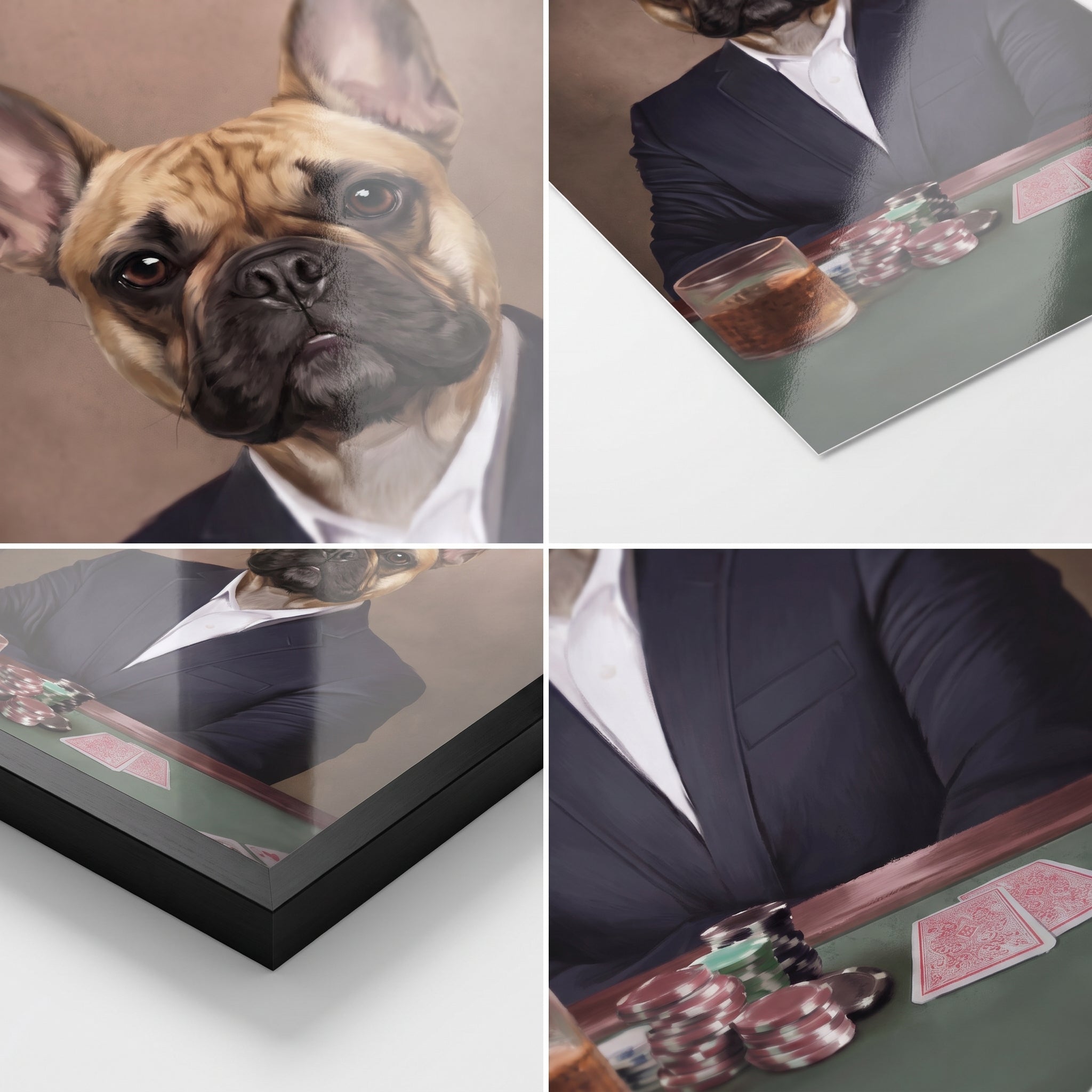 Close-up details of The Poker Player custom pet poster