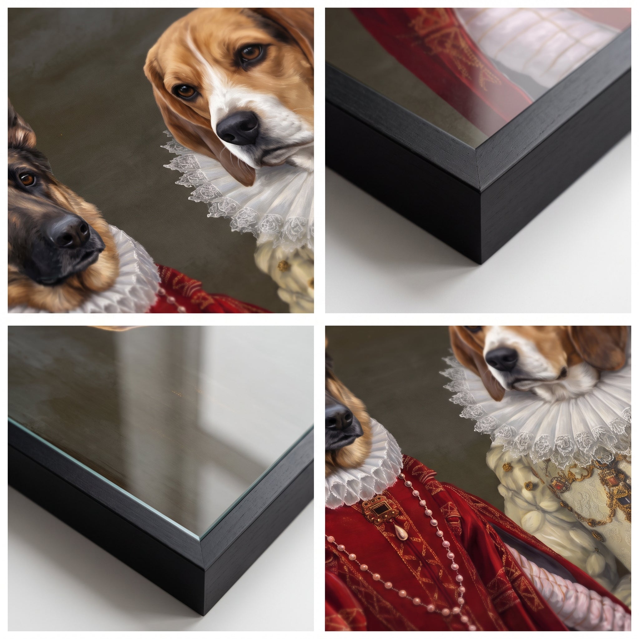 Close-up details of The Queen of Roses and Princess custom pet poster