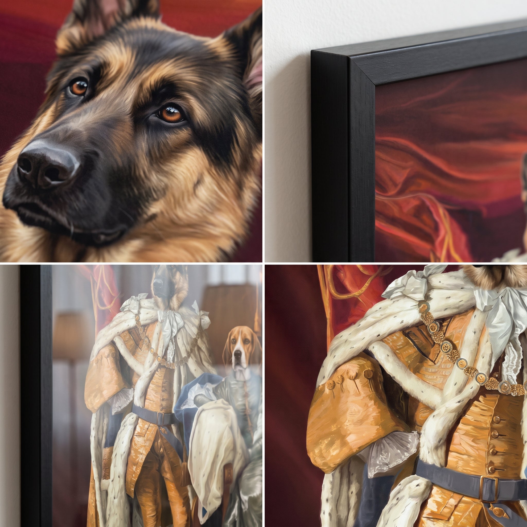 Close-up details of The Royal Couple custom pet poster