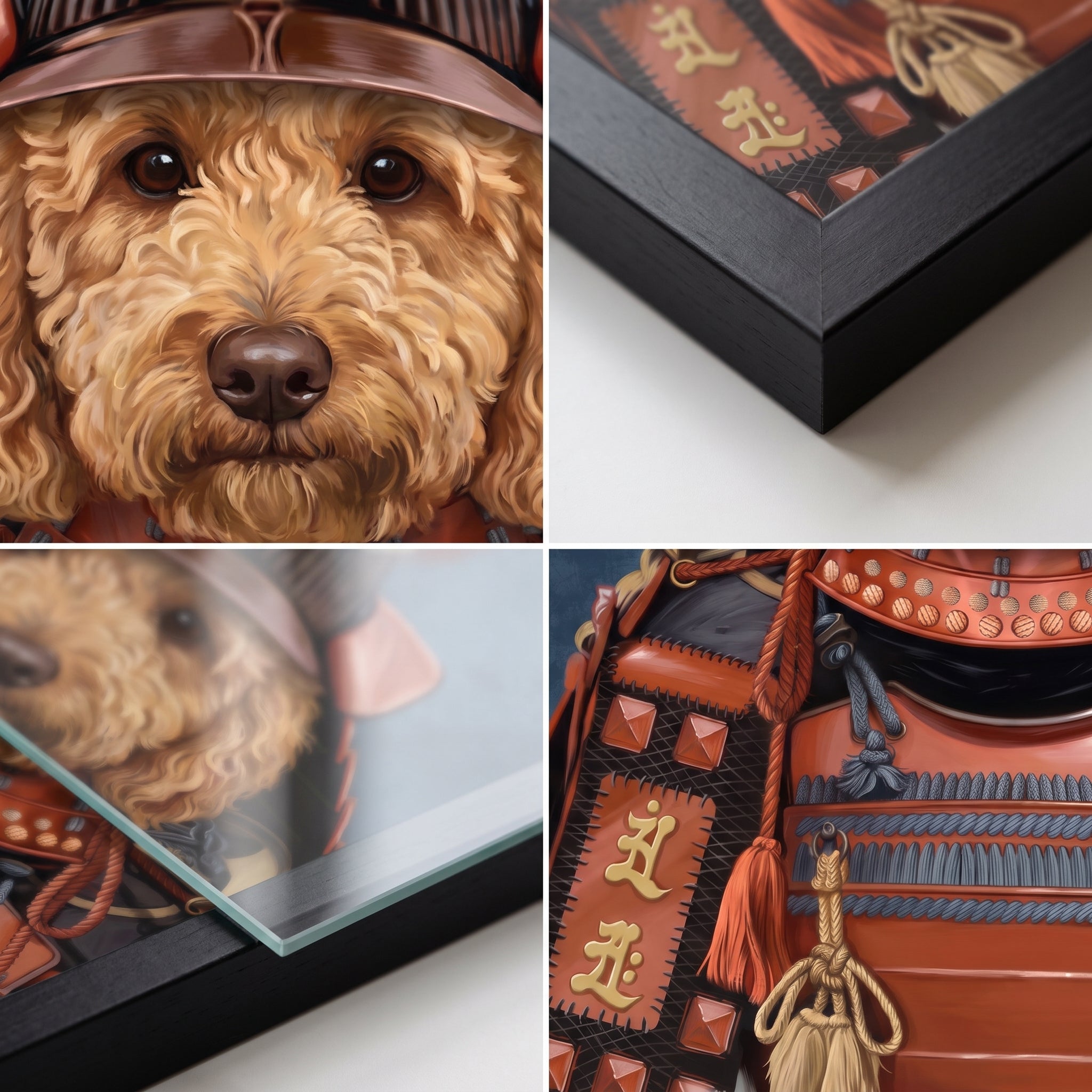 Close-up details of The Samurai custom pet poster