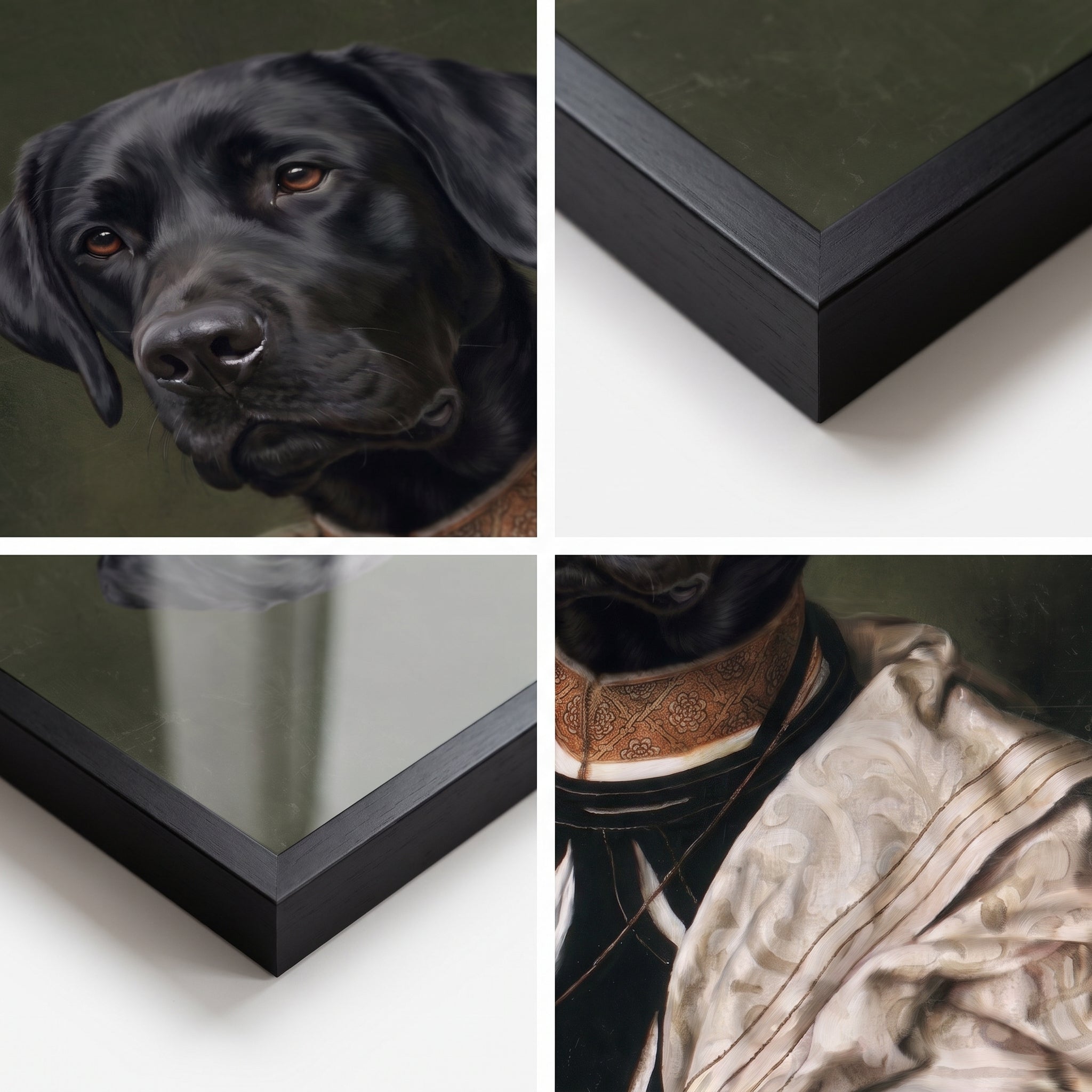 Close-up details of The Savant custom pet poster