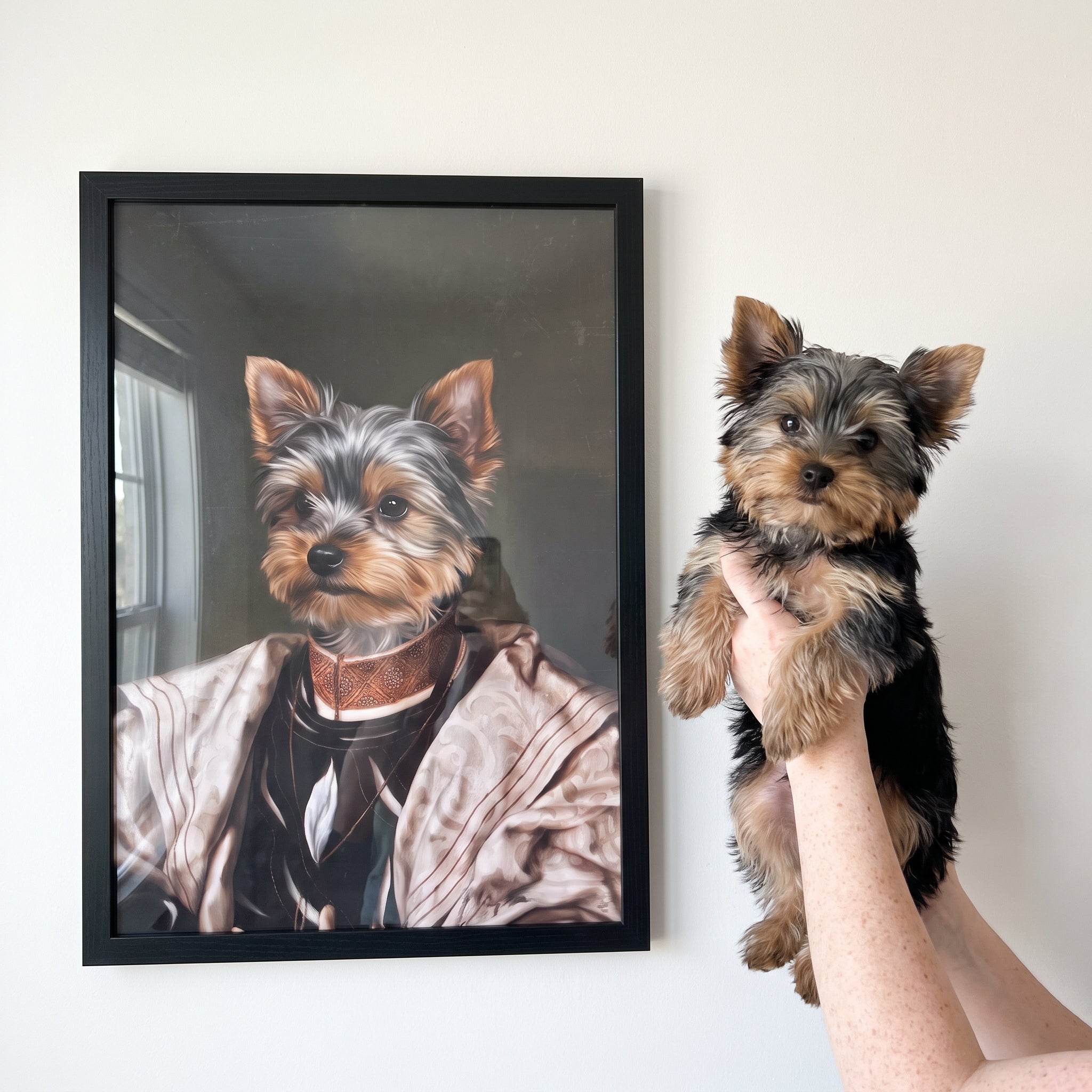 Yorkshire terrier next to its The Savant custom pet poster